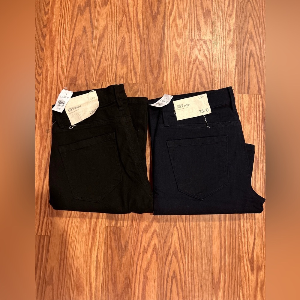 New Ann Taylor LOFT Modern Sexy Boot Slim Jeans Lot (2) Sz 25/0 Navy Blue/Black